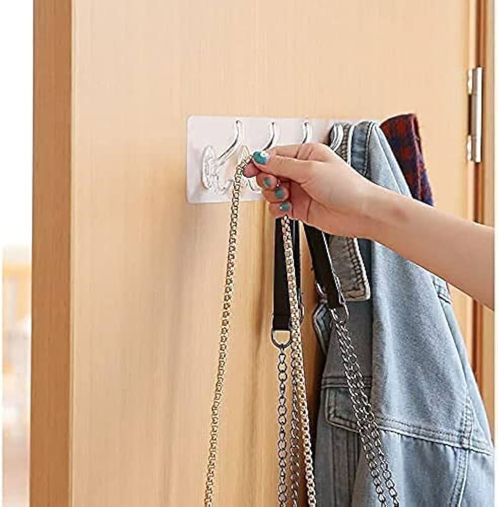 Self Adhesive Wall Hooks - 6 Hook Strip Pack OF 2