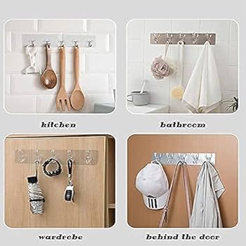 Self Adhesive Wall Hooks - 6 Hook Strip Pack OF 2